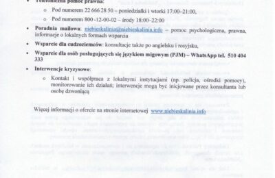 Oferta Ogólnopolskiego Pogotowia „Niebieska Linia”