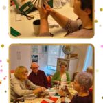 Kolaż z seniorami klubu” Uśmiech Seniora” podczas warsztatów świątecznych