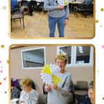 Kolaż z Seniorami z Klubu ” Lokomotywa 60+” z wykonanymi pracami