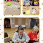 Seniorzy z Klubu ” Lokomotywa 60+” wykonują świąteczne kartki