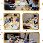 Seniorzy z Klubu ” Lokomotywa 60+” wykonują świąteczne kartki